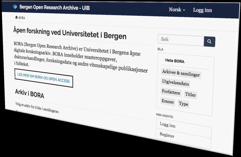 Bergen Open Research Archive Av den vitenskapelige produksjonen ved UiB i 2015 er det tilgjengeliggjort 676