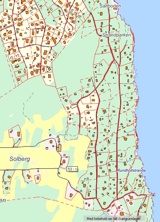Figur 3: Avgrensning av delområde Solbergskogen (rødt).