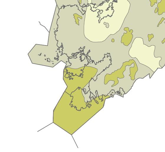 Figur 6.16. Kart over vindhastighet langs kysten. Planområdet er innenfor sirkel. 6.17 PRIVATRETTSLIGE BINDINGER Hjellestad Marina AS er grunneiere i området og dagligvarebutikk leier lokaler.