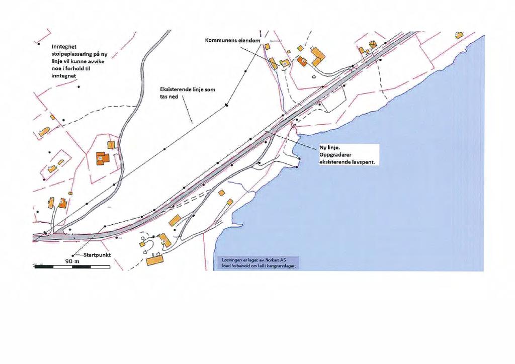 2 Kommunens eiendom Inntegnet stoipeplassming p~ ny / linje vil kunne avvike noe i forhold til Inntegnet
