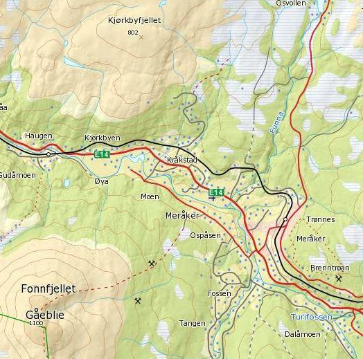 1. BAKGRUNN 1.1 PLANOMRÅDET Lysløype P-plass FAGERLIA Alpinanlegg MERÅKER SENTRUM P-plass FELT 4.4 FELT 4.