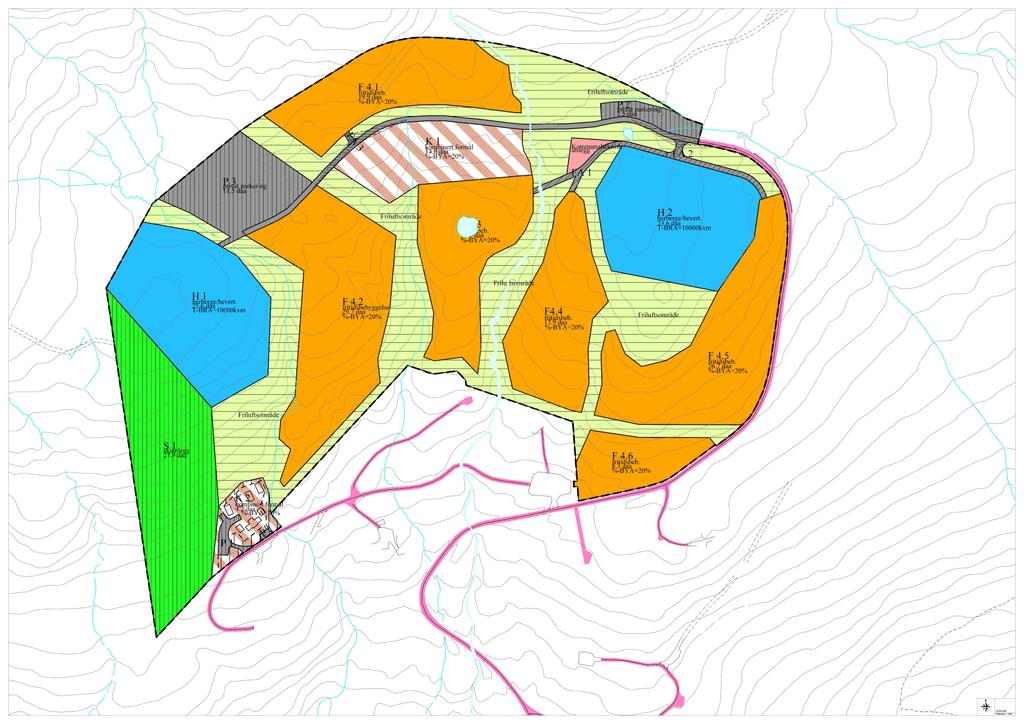 5 er fra Fagerliavegen vis a vis pplass ved Tambars skistadion. Fra felt 4.4 og 4.5 vil det være ski inn/ut til alpinbakke og langrennsløyper.