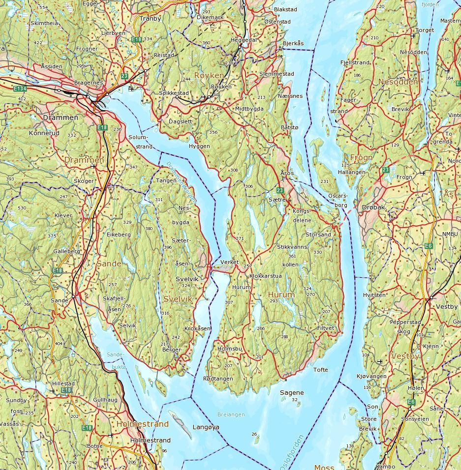 1 Innledning INNHOLDSFORTEGNELSE 1 Innledning... 5 2 Bakgrunn... 5 3 Estimater for landhevning og havnivåstigning... 5 4 Flodbølge i Drammensfjorden pga. ras.