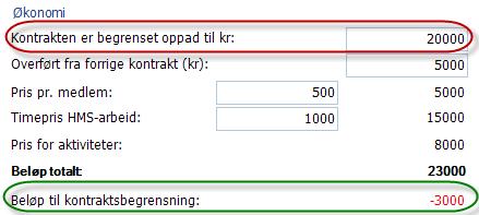 Det overførte beløpet fra forrige kontrakt vil automatisk trekke seg fra det totale beløpet den aktuelle kunden skal faktureres for når man lager en faktura.