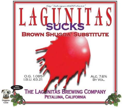 12.08 (571) Beskrivelse av merket: The mark consists of the stylized wording "LAGUNITAS" in green and outlined in black and white, "Say "lah-goo-knee-tuss" in blue. The wording "64.20 I.B.U O.G. 1.