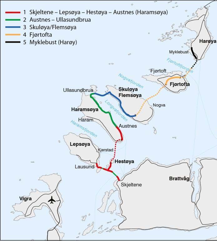 Fv. 659 Nordøyvegen Kontraktstrategi: Fortsetter så med to store enhetspriskontrakter: Skjeltene-Fjørtofta Fjørtofta-Harøya Parallell utlysning