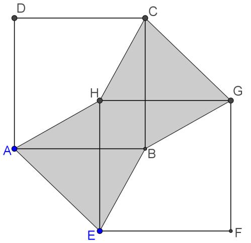 Oppgave ABCD og EFGH er like store kvadrater. AB EF og AD EH. Det fargelagte området har areal. Hvor stort er arealet til kvadratet ABCD?