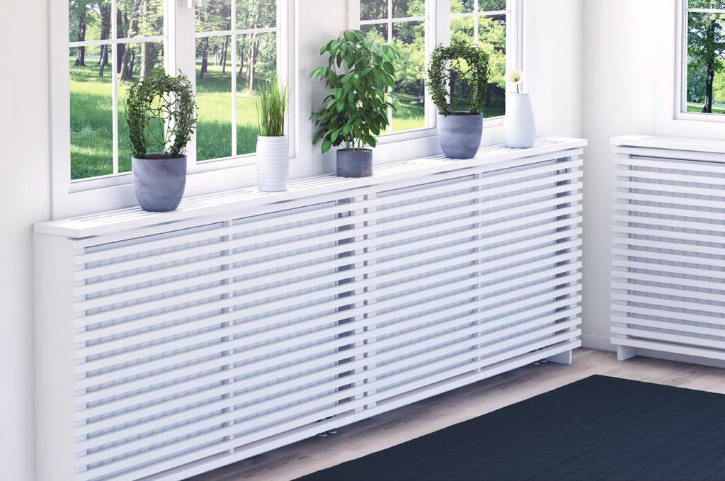 Radiatorskjuler Yoko Hvitlakkert MDF eller ubehandlet eik Hvitlakkert MDF Ubehandlet eik En perfekt kombinasjon av asiatisk harmoni og sval skandinavisk design.