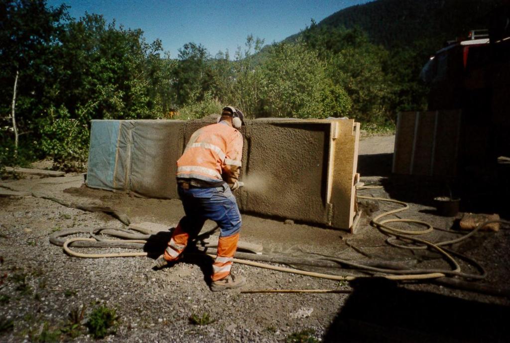 FELTFORSØK Sprøytebetong med polypropylenfiber Brannmotstand Foto