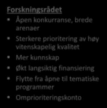 fra åpne til tematiske programmer Omprioriteringskonto Red. administrasjonskostnader 1.