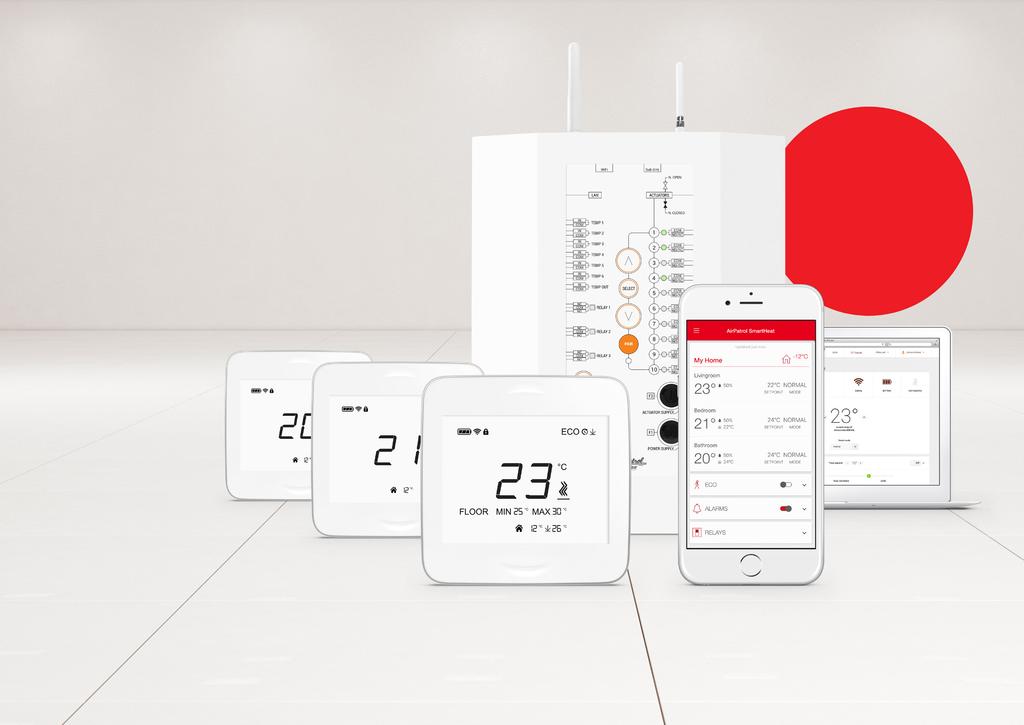 Smart varmesystem med trådløse termostater og smarttelefon kontroll for hvert rom