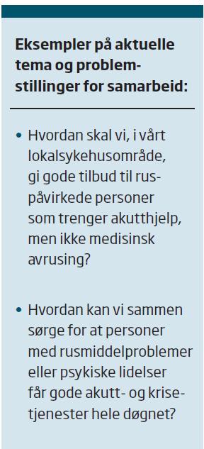 Regelmessige møter Anbefalte samhandlingstiltak Rådgiving, veiledning og kompetanseoverføring Hospitering Felles