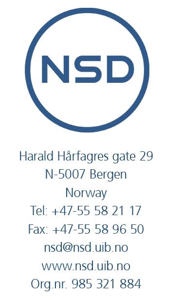Appendix 14: Approval from NSD David Newby Institutt for fremmedspråk Universitetet i Bergen Sydnesplassen 7 5007 BERGEN Vår dato: 15.01.