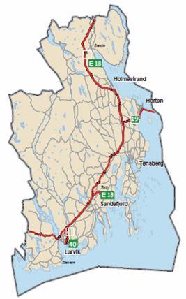 VESTFOLD Store utbyggingsprosjekter Strekning Antall km Antatt utlysning