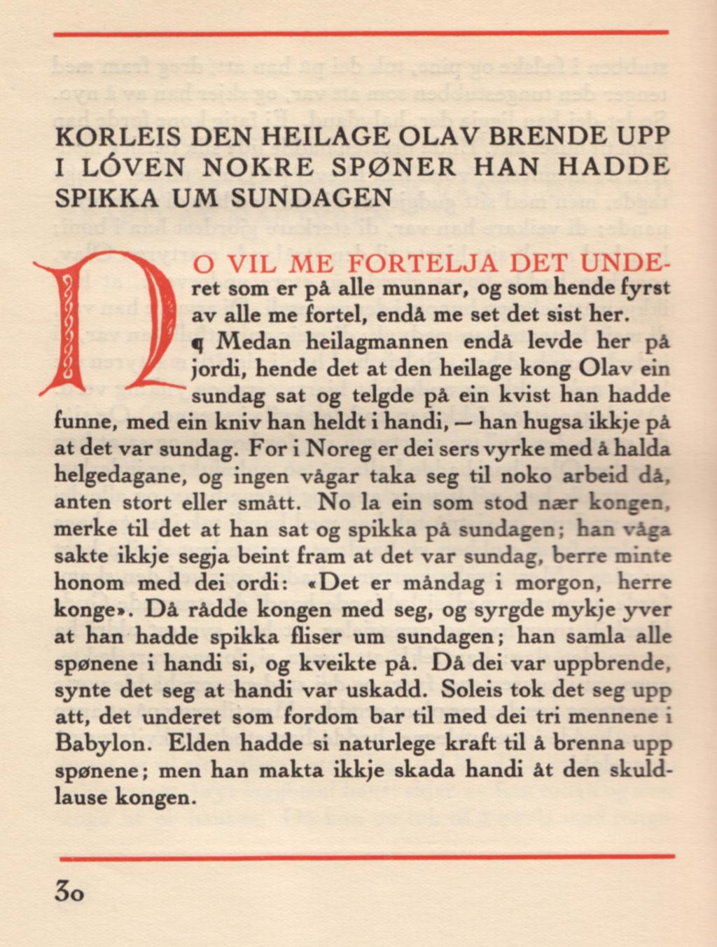 Frå omsetjinga av Passio Olavi ved Eiliv Skard (Oslo: Det Norske Samlaget, 1930).