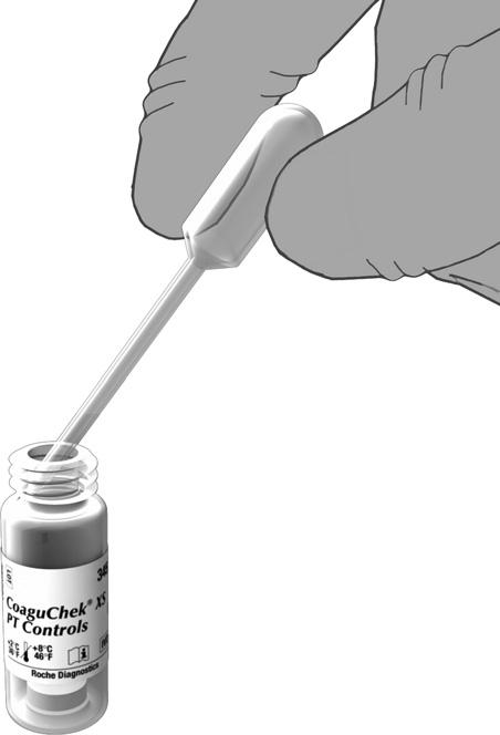 Kontrolltesting og kvalitetskontroll 6 7 Trykk forsiktig på dråpetellerballongen for å overføre hele innholdet i dråpetelleren til flasken.