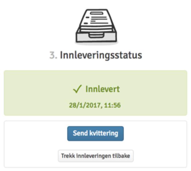 3. Innlever din besvarelse ved å trykke på Innlever. Det er også mulig å levere blankt, dersom det ikke er lastet opp noen filer.