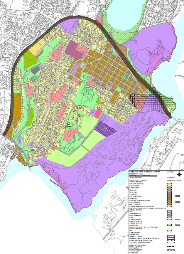 42 av 64 Kommunedelplan for sentrum 2013-2023 Sentrumsplanen avgrenses av jernbanen mot nordvest, av Glomma i øst.