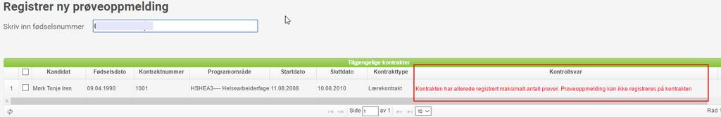 Du kommer da inn i bildet for Prøvedetaljer og må fortsette registreringen der, lagre og sende inn som ellers slik