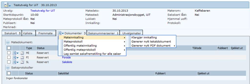 Klikk Lukk Møteinnkallingen ligger nå åpen i word og dokumentet kan redigeres slik ønsket.