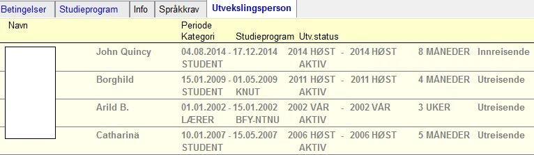 Andre faner i underbildet Info