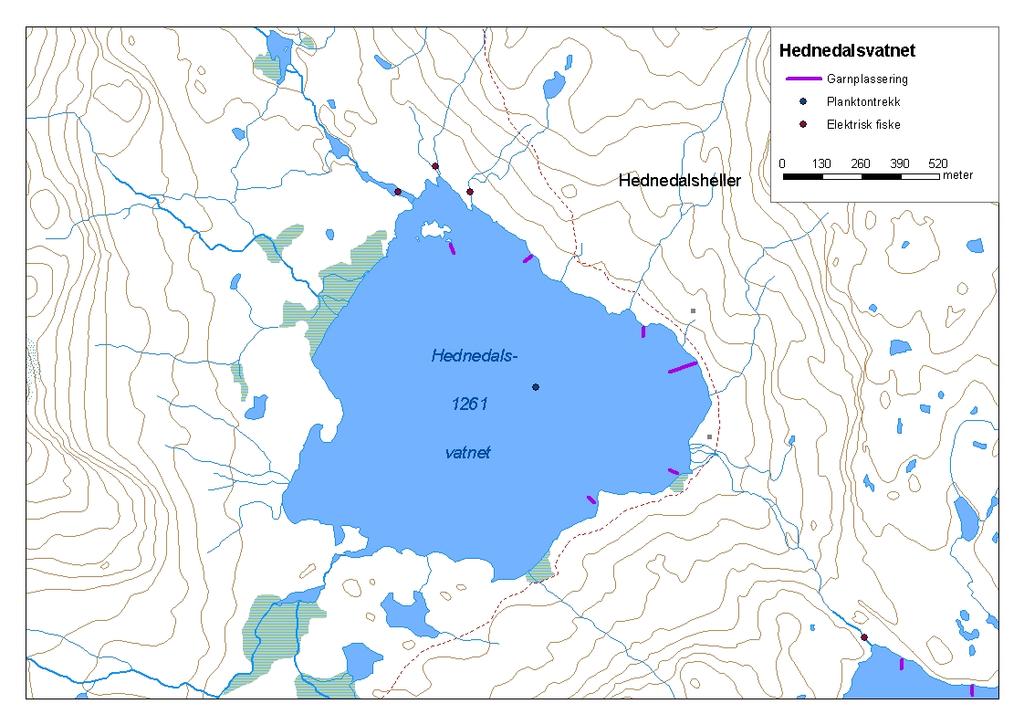 .. Hednedalsvatnet Hednedalsvatnet (innsjønummer 635) ligg i Aurlandsvassdraget i Aurland kommune (figur ). Vatnet er, km² stort og ligg 6 moh.