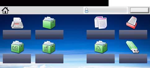 Før du bruker faksmaskinen > Delenavn og funksjoner Berøringspanel Hjem-skjerm Dette skjermbildet vises ved å velge tasten [Home] på betjeningspanelet.