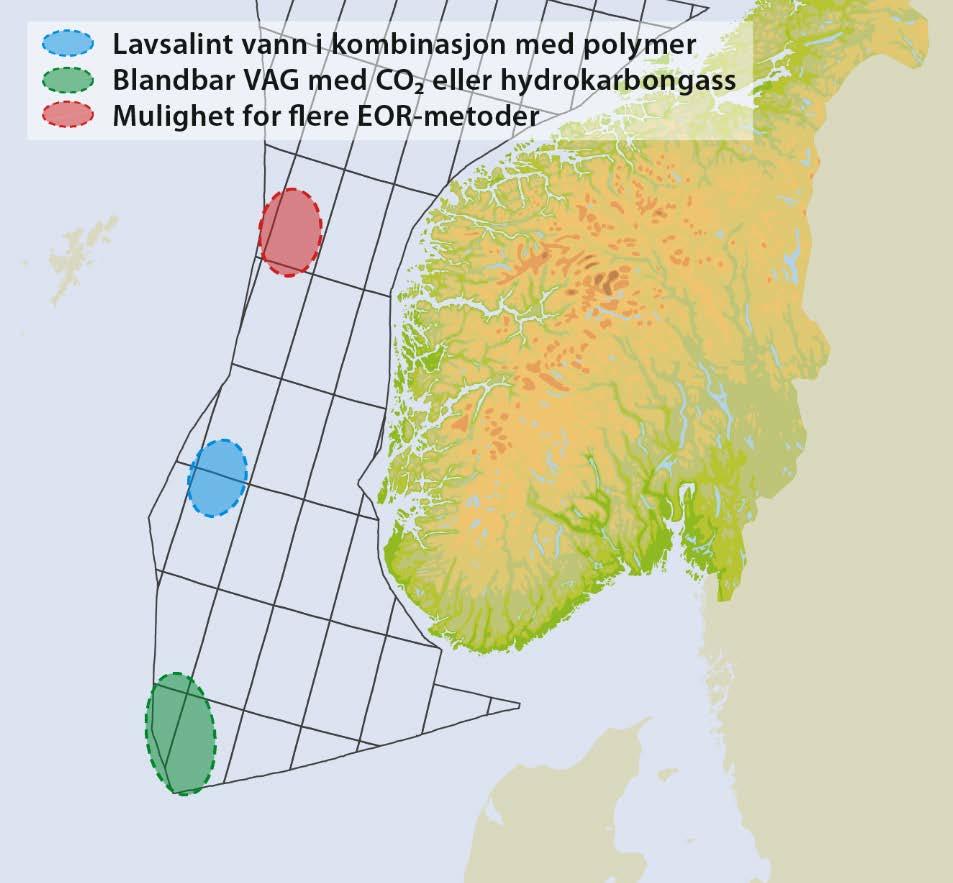 GEOGRAFISKE TRENDER FOR ULIKE EOR METODER Samordningspotensial Klare trender mellom