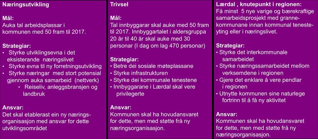 5.2 Oversikt over satsingsområde og prosjekt fyrste halvår 2013