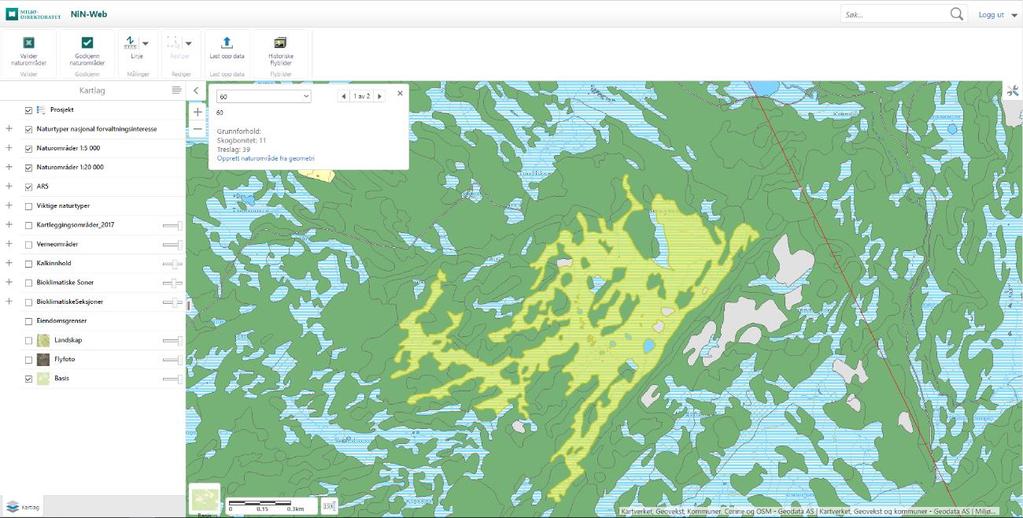 5. Forberedelser i NiNapp web I dette kapitlet gjennomgås funksjonalitet i NiNapp web som vil være mest relevant med tanke på forarbeid til kartlegging i felt.