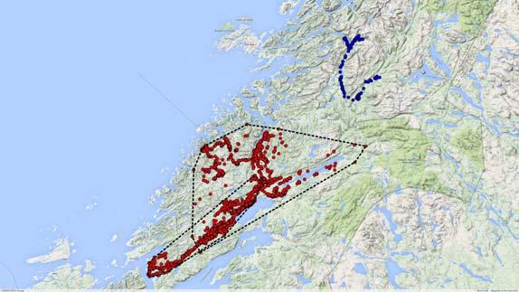 350 km 2 Bergslagen : 600km 2 : 300km 2 Linnell et al.