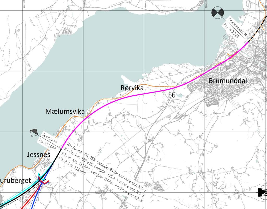 Ny- og eksisterende jernbane i Ringsaker