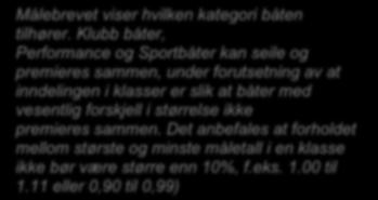 0,930 17 % 9 11 0,950 20 % 10 12 0,950 20 % 10 13 0,980 24 % 12 14 0,983 24 % 12 15 0,983 24 % 12 16 1,005 27 % 13 17 1,007 27 % 13 18 1,118 41 % 17 Målebrevet viser hvilken kategori båten tilhører.