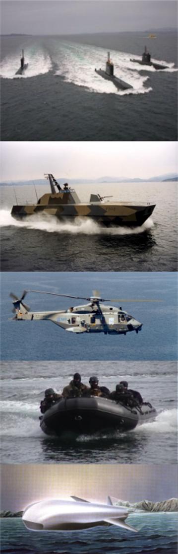 Målbilde i 2010 -> MARINEN: Fregatter med NH-90 & NSM Skjold kl med NSM Multirolle logistikkfartøy (CSS) Mineryddere/Minejaktfartøy Minedykkerkommando (MDK)