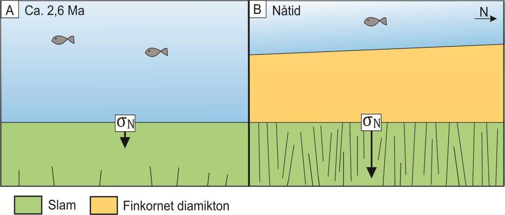 Diskusjon Dannelsesmekanismer i studieområdet eksempelet med Lofotenbassenget fra forrige avsnitt, vil den plutselige tilførselen av sedimenter og økt vertikalspenning også kunne lede direkte til