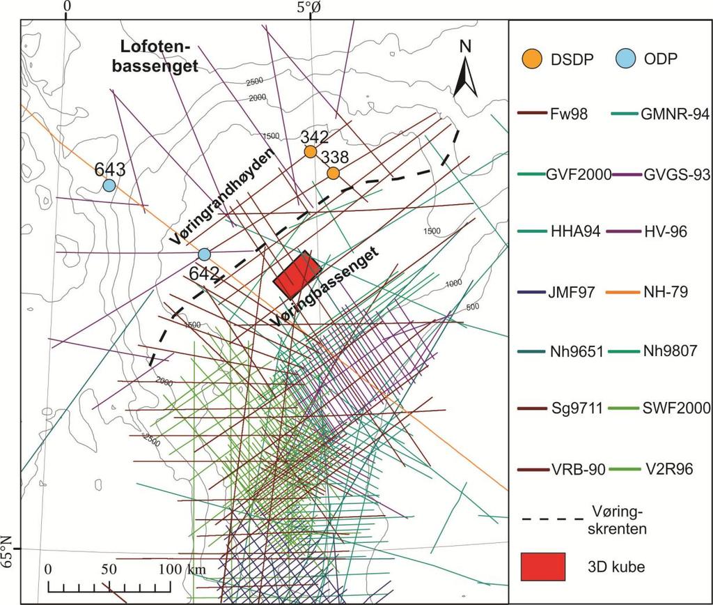 Resultater Vøringplatået 4.3. Vøringplatået I motsetning til dyphavsbassengene, hviler sedimentene på Vøringplatået på kontinentalskorpe.