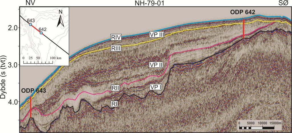 Resultater Vøringplatået 4.3.2. Litostratigrafi Fire kjerner er benyttet for å knytte litologisk sammensetning og alder til de identifiserte seismiske enhetene.
