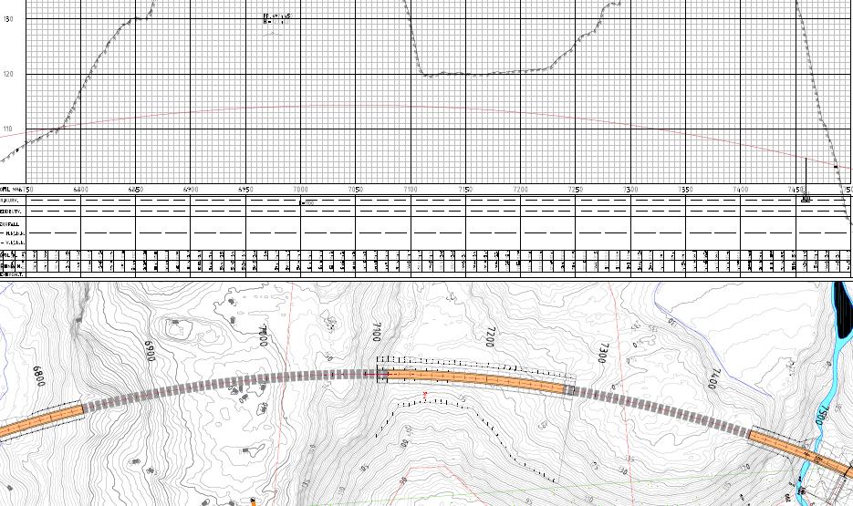 Første trase med to tunneler Gammel vegtrase med to tunneler Geo 50698-2 E6 Brattåsen