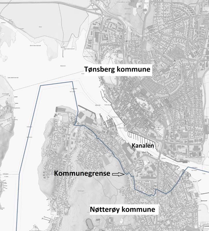 Grensen mellom Nøtterøy og Tønsberg på Kaldnes Bakgrunn Grensen mellom Tønsberg og Nøtterøy kommuner går til dels over den nordre delen av øya Nøtterøy.