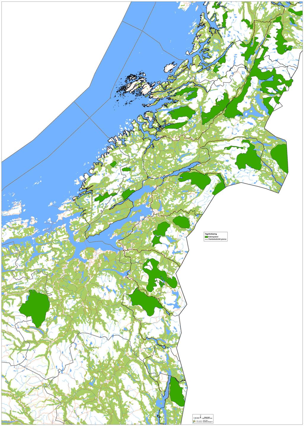 15 Fig. 7: Kart over kalvingsområdene for tamrein i region 6. 2.3 Villrein i region 6 De norske villreinstammene forvaltes i dag i 23 mer eller mindre atskilte forvaltningsenheter i Sør-Norge.