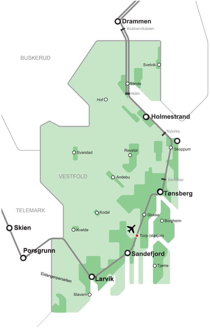 Investeringsprosjekter på Vestfoldbanen Kobbervikdalen-Skoger 1993 Skoger-Holm 1998 Nykirke krysningsspor 2002 Barkåker-Tønsberg 2011 Holm-Nykirke åpnet nov.