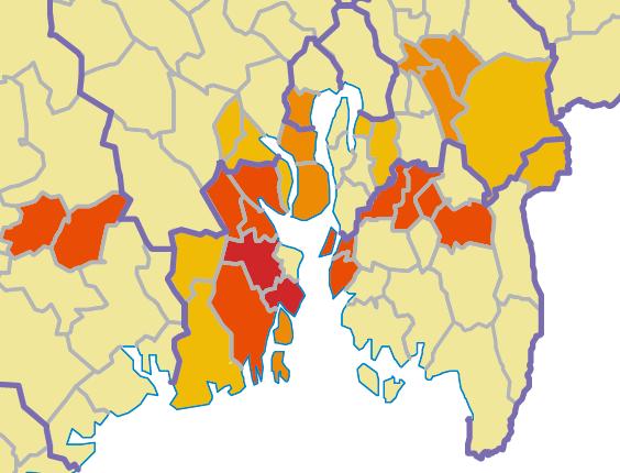 I noen områder det skjer mye Østlandet: 33 kommuner slås sammen Vestfold: 89% av