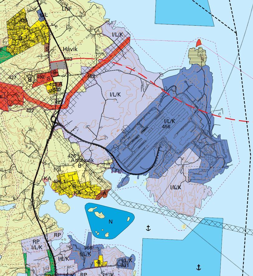 MELDING OM PLANLAGT UTVIDELSE AV HYDRO PÅ KARMØY 20. desember 2013 Reguleringsforhold Karmøy kommune Figur 19 viser et utsnitt av arealdelen av kommuneplanen for Karmøy.