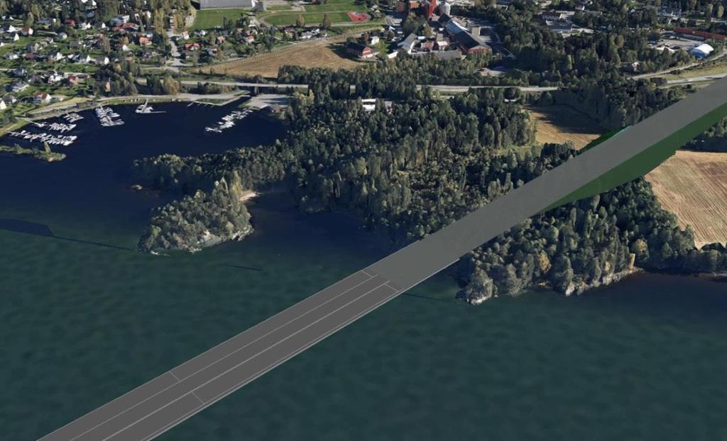E6 Moelv-Biri Konsekvenser for justert trasealternativ i Ringsaker, delutredning for landskapsbilde 23 Opprinnelig alternativ sør gjennom Møkkvika, 3D modell lagt inn i Google earth pro.