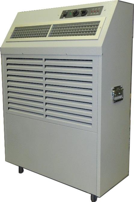 Flyttbare kjøleaggregat med tørrkjøler FACSW kapasitet 4,6 og 7 kw Unit for backup kjøling eller for kjøling i butikker verksteder eller datahaller. Vann sirkulerer mellom inne og utedel.