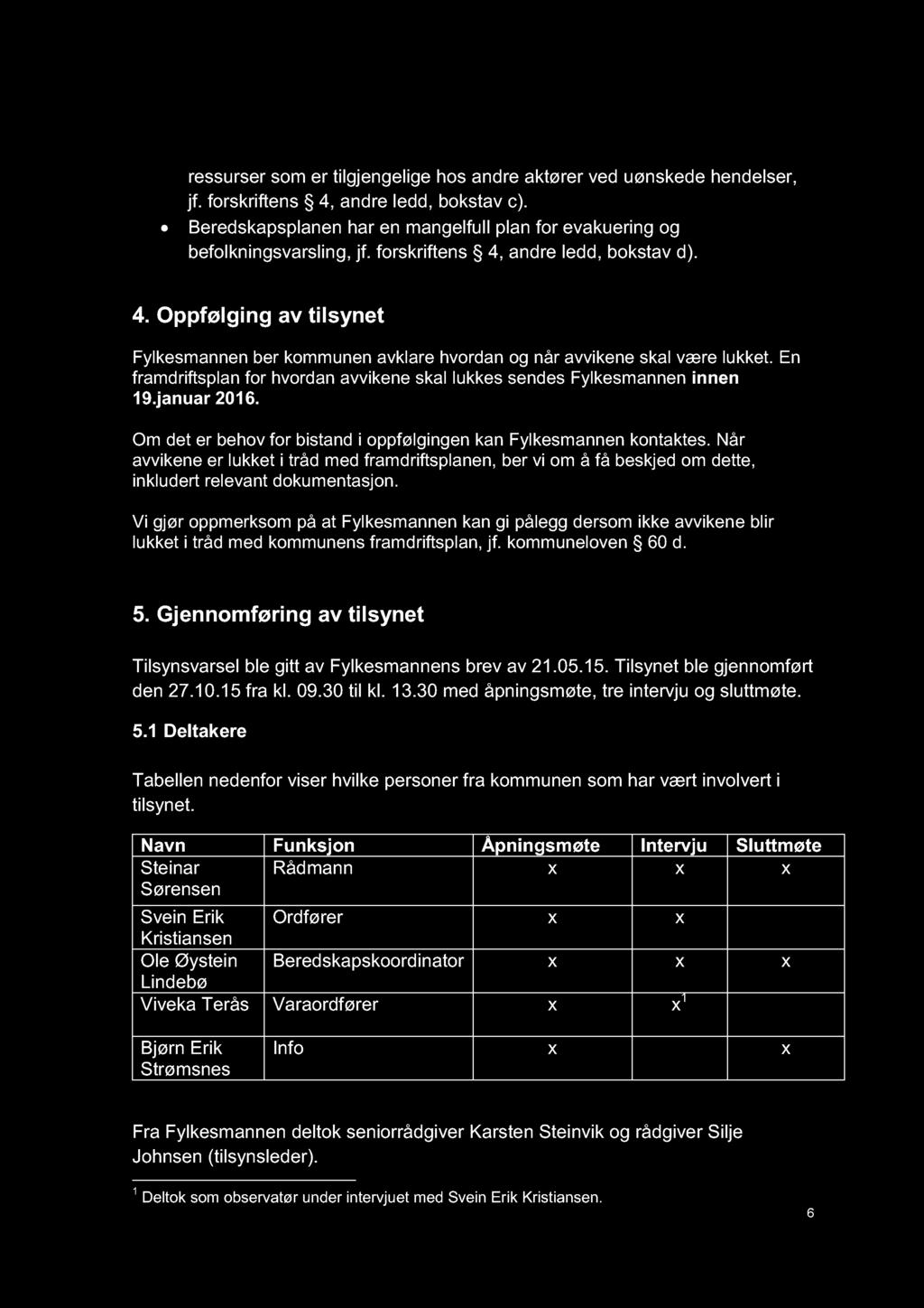 ressurser som er tilgjengelige hos andre aktører ved uønskede hendelser, jf. forskriftens 4, andre ledd, bokstav c). Beredskapsplanen har en mangelfull plan for evakuering og befolkningsvarsling, jf.