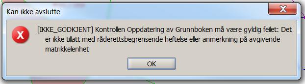 Ved elektronisk melding til tinglysing blir det før forretningen sendes fra matrikkelen foretatt en rekke valideringer mot grunnbok.