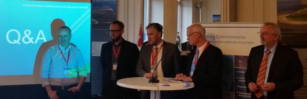 Tor Martin Larsen (til venstre) i Stavanger kommune, innledet om kretsløpsøkonomi under European Week of Regions and Cities 2016 Som del av det offisielle EUWRC-programmet, arrangerte SrE seminaret
