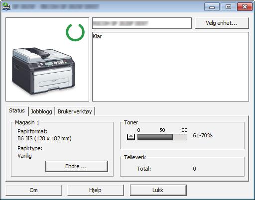 Bruke Smart Organizing Monitor Bruke Smart Organizing Monitor Du må installere skriverdriveren for å bruke Smart Organizing Monitor. Kontrollere statusinformasjon 1 3 4 2 NO CTT014 1.