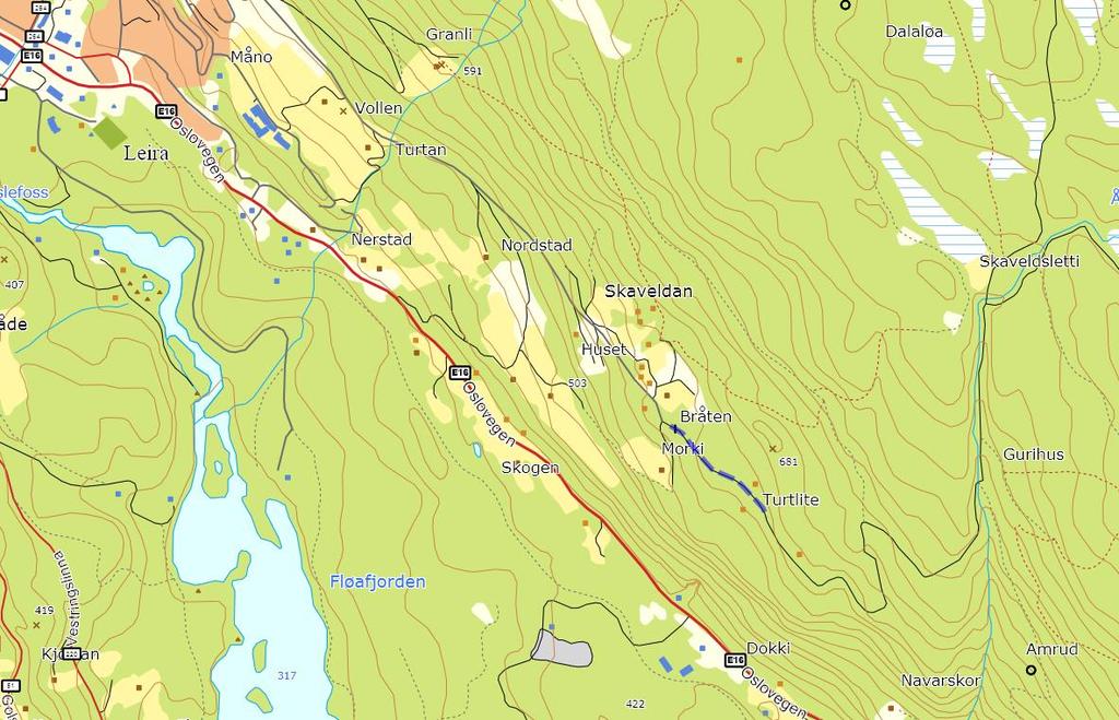 3 Skaveldbygda P Kjørebeskrivelse: Fra E16 ved Leira, kjør opp mot Valdres videregående skole, men ta til venstre på grusvei mot Stabbur Amfi.